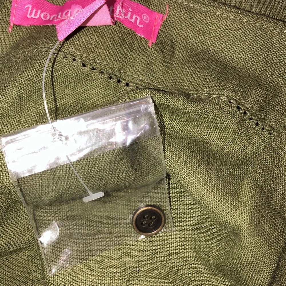 𝅺Woman Within 14W olive green linen bend maxi dress - Picture 6 of 8